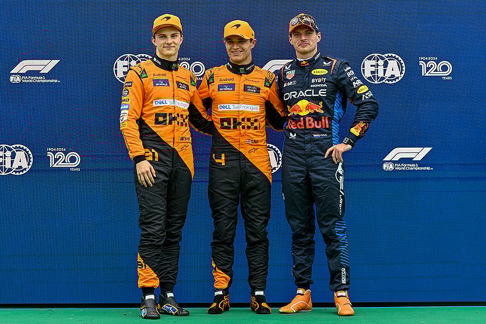 | Photo: AP/Denes Erdos : Lando Norris with Oscar Piastri and Max Verstappen